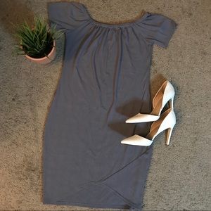 Smoke grey ribbed asymetric bodycon dress. Size 10